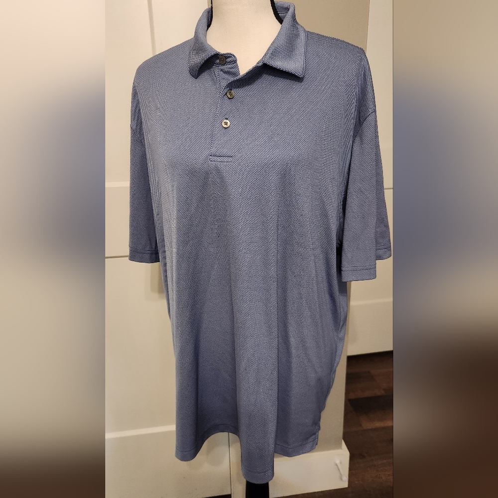 2 nwot men's short sleeve dri-fit polo shirts. Both size XL. Gray and Blue.